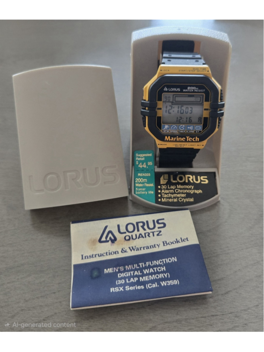 Rare Vintage Lorus Marine Tech W359 RSX025 Men's Digital LCD Watch NOS W/Box!!!